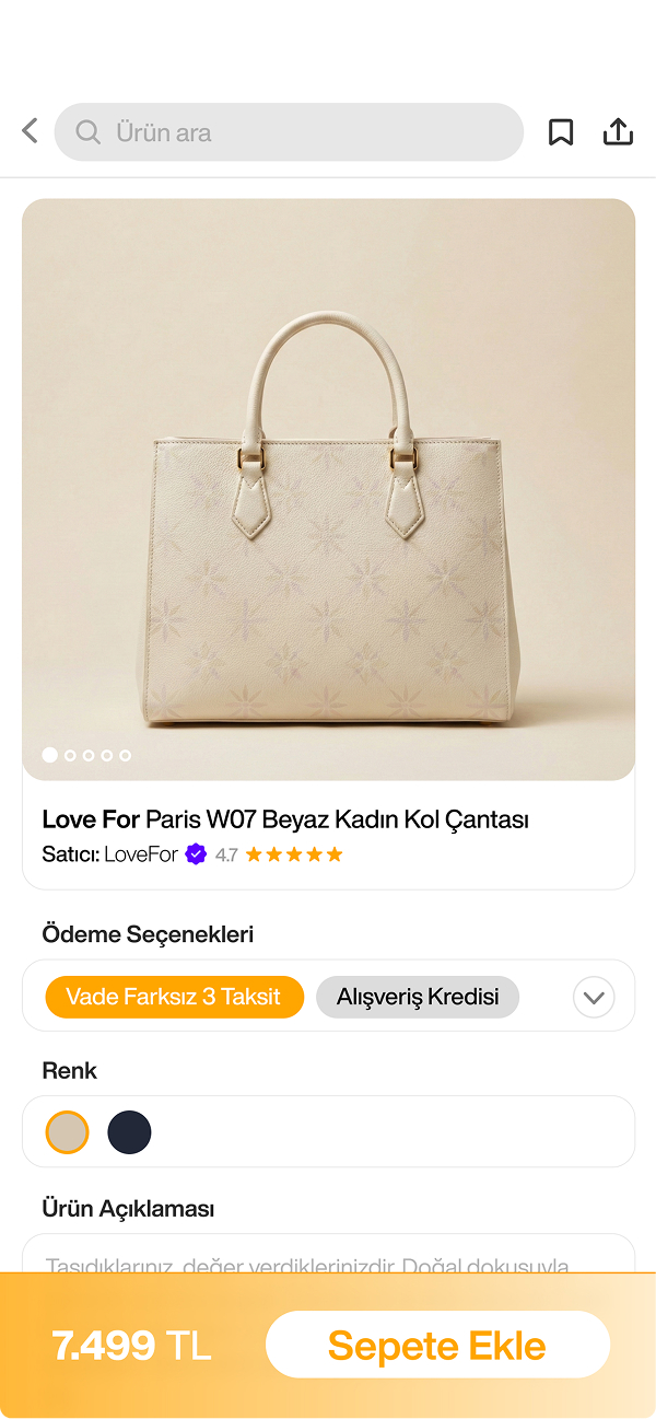 Evritink doğrudan satış sepet ekranı